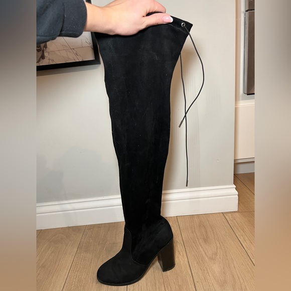 Forever 21 Over The Knee Tie Black Boots Women’s Size 8 - Picture 6 of 6